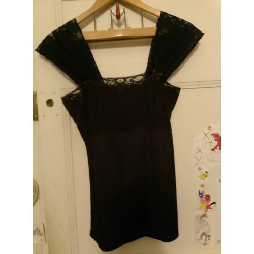 Top Noir Haut Dentelle 34 Xs.