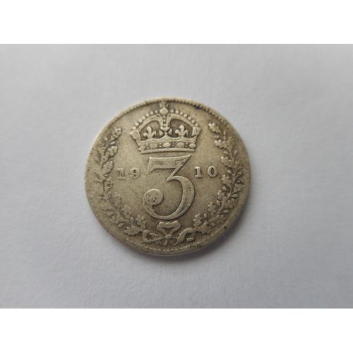 Pièce Argent De 3 Pence Edouard Vii 1910