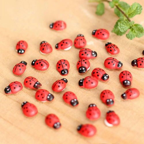 10 Pcs Mini Coccinelle Rouge Scarabée Coccinelle Fy pour Maison De Poupée Jardin Décor Ornement