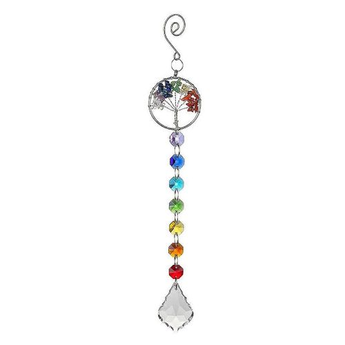arbre de vie 7 chakra pierres cristaux de guérison Feng Shui suspendu ornement mur fenêtre Décoration intérieure méditation Cadeaux souvenir
