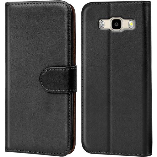 Coque Pour Samsung Galaxy J5 2016 Housse Portefeuille Pour Galaxy J5 2016 Etui En Cuir Synthétique Fonction Stand Case J510 Noir