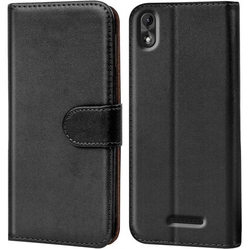 Coque Pour Wiko Lenny 4 Plus, Housse Portefeuille Pour Lenny 4 Plus Etui En Cuir Synthétique Fonction Stand Case, Noir