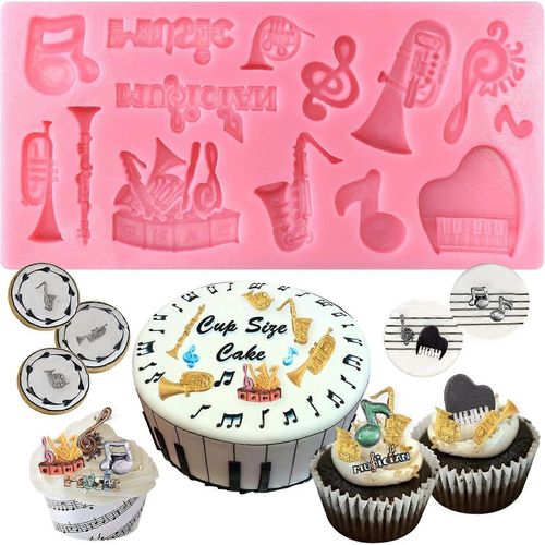 Mini Instruments de musique Clef Notes Moule à bonbons en Silicone pour la décoration de gâteau, argile, artisanat