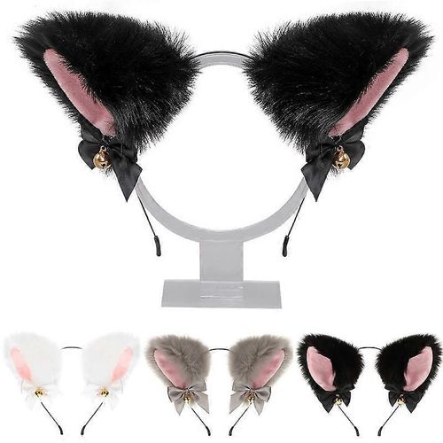 Peluche Oreilles De Lapin Bandeau Bow Bells Lolita Cosplay Prop Girls Party Cat Ear Headwear Bandeaux Head Hoop Hair Accessories
