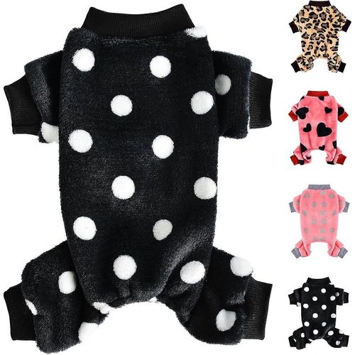 Vêtements Pour Chiens Pyjama Pour Chiens Fille Garçon Super Doux Chaud Petit Chien Pull Pjs Mignon Vêtements Pour Animaux De Compagnie Chien Chandails Combinaisons Peluche Chiot Noir -M