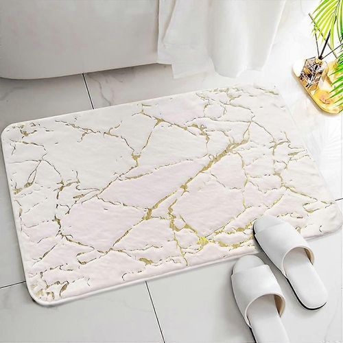 Tapis de salle de bain en marbre HUOGUO Tapis de salle de bain blancs antidérapants Tapis de bain lavables ultra doux pour tapis de sol de salle de bain Tapis de douche absorbant l¿eau Decora