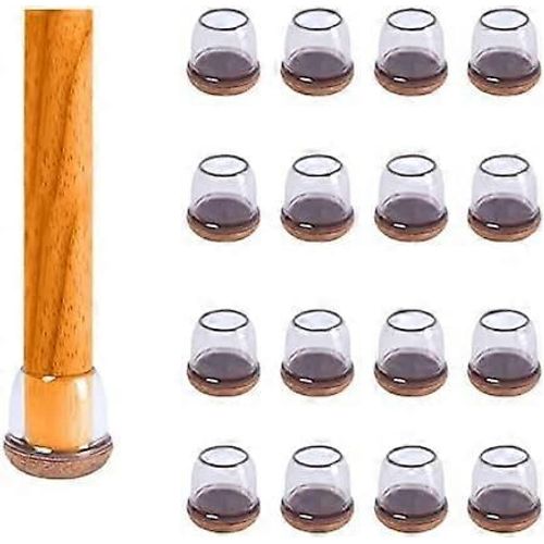 Protecteurs De Sol De Pieds De Chaise En Silicone Transparent Avec Feutre, Protection Des Pieds De Jambe Noir Brun Clair 8 Pièces (Rond, Ajustement Clair 0,5-0,8 ""- 8 Paquets)