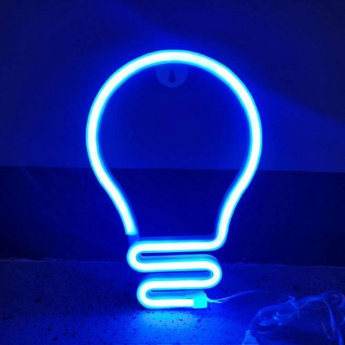 Ampoule Enseignes au néon LED Veilleuse Bleu Néons suspendus Chargement USB/Piles Néons Appliques murales Néon décoratif (ampoule bleue)