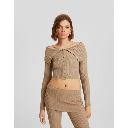 Gilet Bardot Boutons Femme L Camel