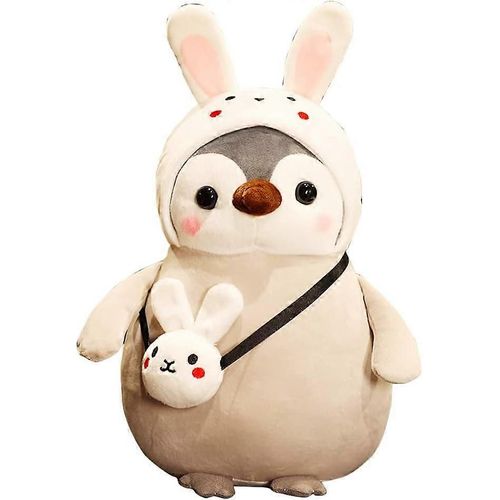 9.8"" mignon pingouin lapin personnalisé peluche animal poupée Kawaii doux pingouin peluches avec lapin tenues cadeaux pour garçons et filles décorations