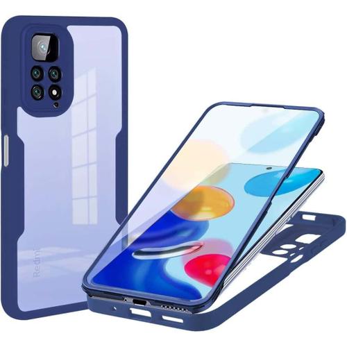 Coque Pour Xiaomi Redmi Note 11 4g/Note 11s, Antichoc Housse Avec Protection Écran, Robuste Double Face Bumper Transparent Etui Intégrale Case - Bleu