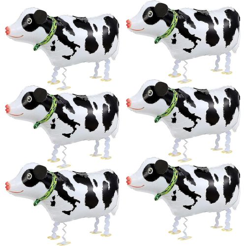 6 pièces Walking Animal Balloons Foil Animal Air Walkers Pet Balloons Helium Farm Animal Balloons Party Décorations pour Animal Theme Party Supplies Ba