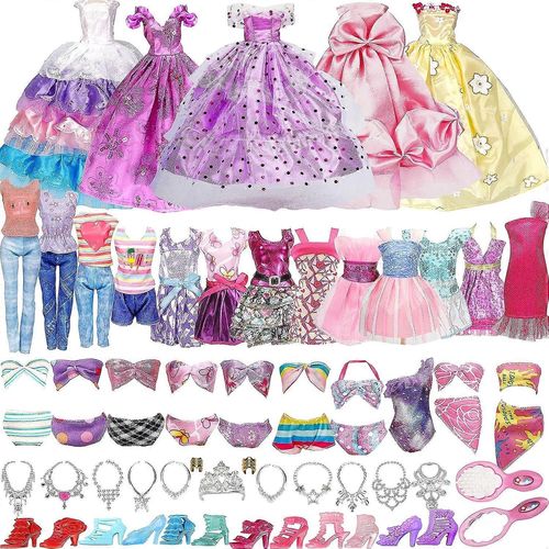 Paquet De 35 Vêtements De Poupée Faits À La Main Comprenant 2 Robes De Princesse 4 Robes De Mode 2 Hauts Et Pantalons 2 Bikini Pour Poupée De 11,5 Pouces