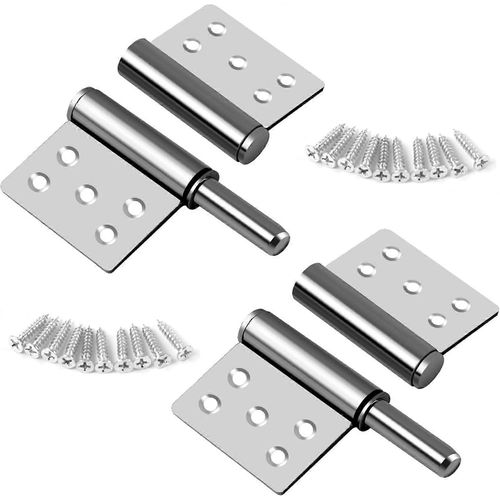 Lot de 2 charnières de porte en acier inoxydable 304, charnières drapeau 360 degrés, charnière à visser, pliable pour portes en bois non feuillures et portes intérieures