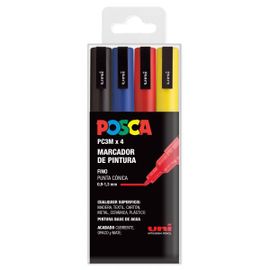 Marqueurs Posca - Posca - Pc3m - Lot De 4 - Pointe Fine - Couleur Bleue - Non Toxique