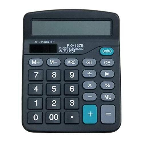 837B Calculatrice de bureau Ordinateur de bureau Calculatrice électronique 12 chiffres Noir