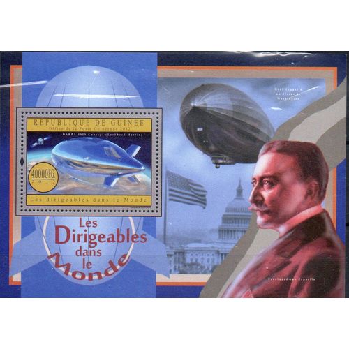 Guinée Timbre Les Dirigeables , Comte Von Zeppelin 2013