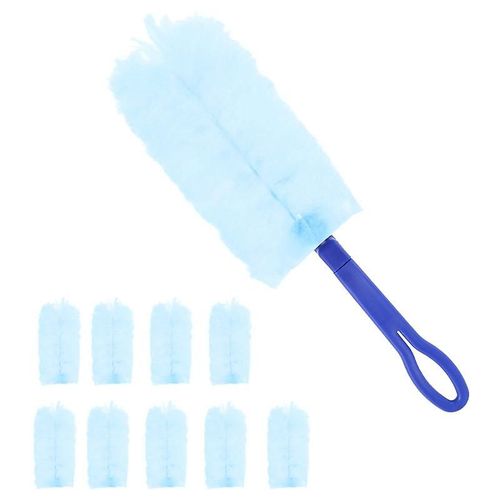 Poignée de dépoussiéreur jetable avec 10pcs brosse remplaçable pour la tête Nettoyant électrostatique sans peluches de fibre domestique Too