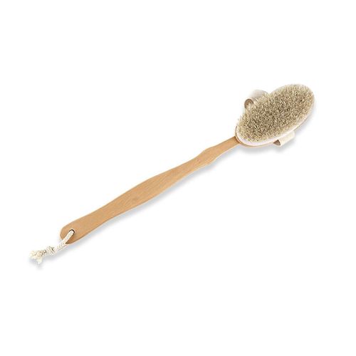 Brosse De Douche À Gommage Arrière À Poils Naturels Avec Poignée En Bois Longue Détachable D 