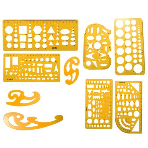 9 Pcs Architecture Dessin Modèles Technique Dessin Pochoirs Outil Courbe Français Règle Pour Artiste