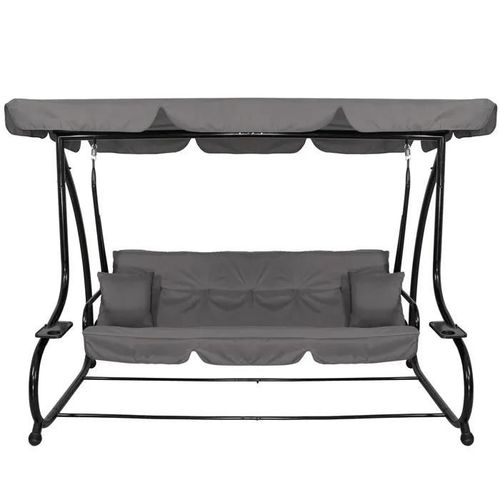 Springos® Balancelle De Jardin 4 Places 220 X 162 Cm Avec Coussins, Banc-Balancelle Avec Porte-Gobelets Et Fonction Lit