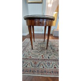 Petite Table Bouillotte - Style Louis Xvi - Dessus En Marbre Blanc - 3 Pieds -