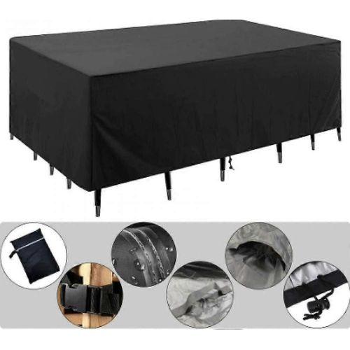 Tissu Enduit D¿Argent 420d - Ruban Adhésif Imperméable + Fenêtres Doubles + Poignées Doubles + Quatre Attaches D¿Angle Table Et Chaise De Jardin Extérieur Protection Solaire