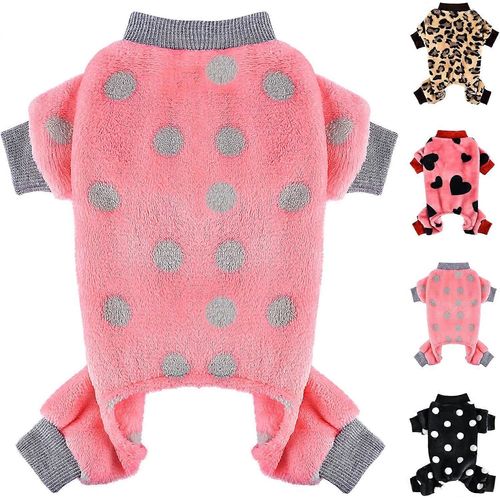 Vêtements Pour Chiens Pyjama Pour Chiens Petite Chien Fille Garçon Super Doux Chaud Petit Chien Pull Pjs Mignon Vêtements Pour Animaux De Compagnie Chien Chandails Combinaisons Peluche Chiot Rose -S