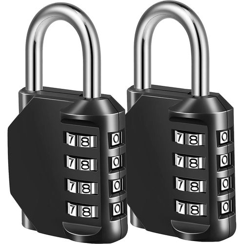 Serrure à combinaison, cadenas à combinaison à 4 chiffres pour casier sportif de gymnastique scolaire, clôture, boîte à outils, étui, rangement d¿armoire Hasp (2 pack, noir)