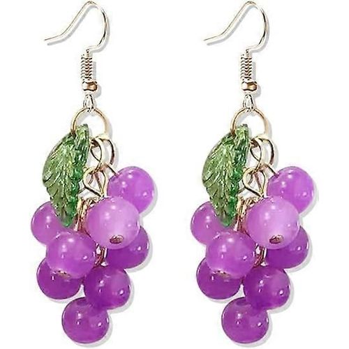 3d Vert Raisins Boucles D¿Oreilles Mignon Fruit Rose Pêche Acrylique Or Boucles D¿Oreilles Pour Les Femmes Filles Charme Bijoux Cadeau