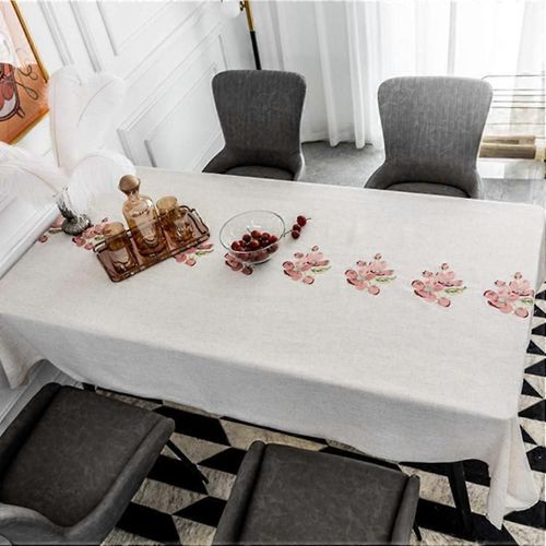 Nappe Florale Brodée Nappe De Table Rectangle Housse De Table Longue Pour Cuisine Dining, Fête, Vacances, Noël, Buffet (Rose, 53 « X39 »)