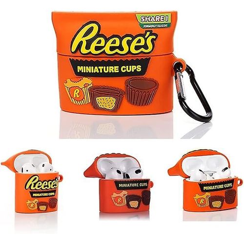 Étui en silicone Cute Case compatible avec Apple Airpods 1,2,3 & pro [snack Candy Series] (airpods 1 & 2 Case, Reeses)