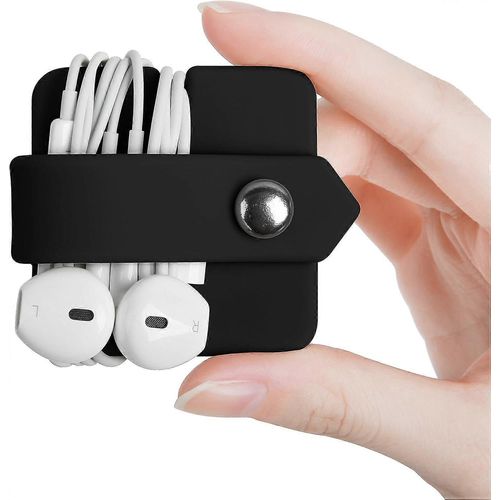 Étui pour écouteurs Organisateur de câbles Support de bouchons d¿oreilles Étui pour écouteurs Enrouleur de câble Support pour écouteurs Organisateur de câbles Noir