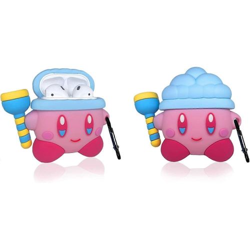 Coque en silicone pour Apple Airpods 1/2, Personnage d¿anime 3D pour Air pod Case Étui pour casque anti-chute antichoc 1/2 pour hommes femmes adolescents (Kirby 1,2)