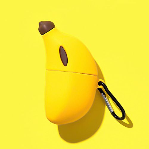 Étui banane mignon pour Airpods 1/2 cas, couverture + crochet, silicone souple Design Housse d¿écouteurs de protection antichoc