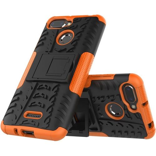 Coque Compatible Avec Xiaomi Redmi 6+Protection Verre Trempe,Armor Support Etui Hybride Cover Cases Housse(Orange
