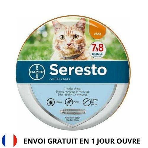 Collier Seresto Antipuces Anti Tiques Antiparasitaires Pour Chat 38cm Protection Longue Durée