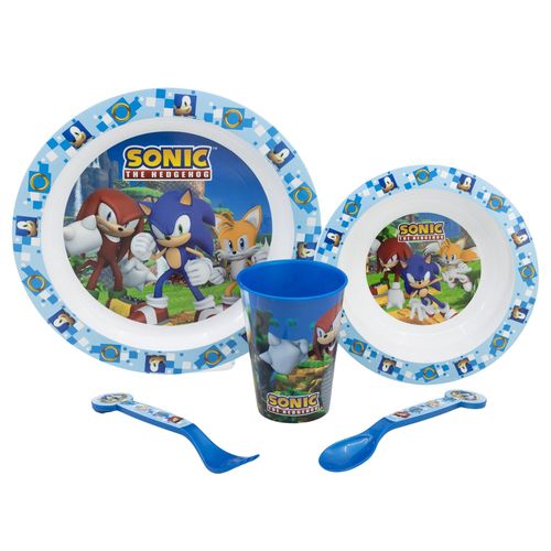 Set Déjeuner Vaisselle Plastique Assiettes Verre Couverts Sonic The Hedgehog