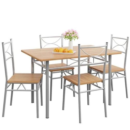 Ensemble 5 Pièces Paul Hêtre 1 Table 4 Chaises Métal Laqué Cuisine Ensemble Table Et Chaises Pour Salle À Manger Design Élégant