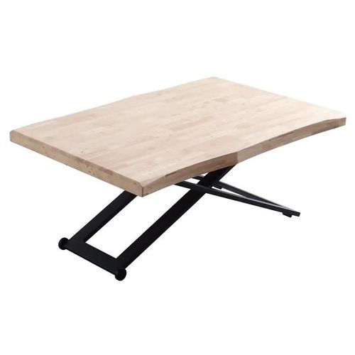 Table Basse Relevable De Salon En Bois De Chêne Naturel Avec Pieds En Métal Noir
