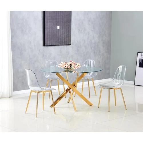 Table Repas Ronde Jessica Gold Transparent Diamètre 100cm