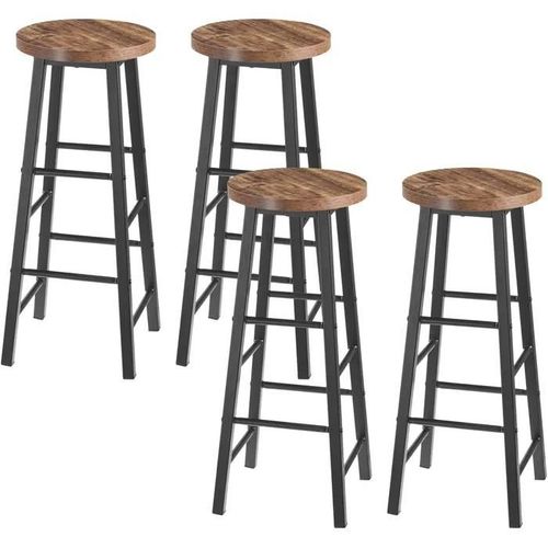 Lot De 4 Tabourets De Bar.Tabouret Bistrot.Chaise Stable+Durable.Surface En Mdf.Noir+Vintage
