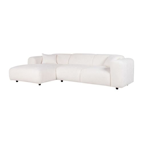Grand Canapé D'angle Gauche En Tissu Bouclette Blanc Pogni De Maison Céphy