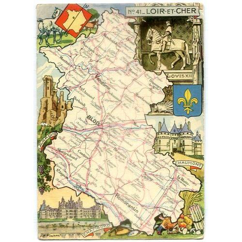Carte Postale - Carte Du Département Du Loir-Et-Cher - 41