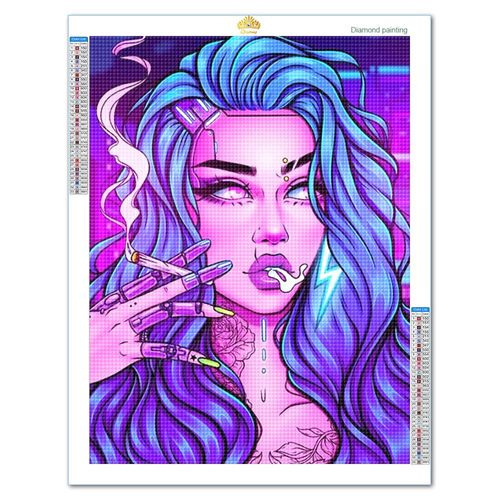 Mosaïque Strass Carrée Portrait De Personnage De Fille Cool Salon Chambre Canapé Arrière-Plan Loisir Créatif Débutant, Idée Cadeau Original Pour Noël