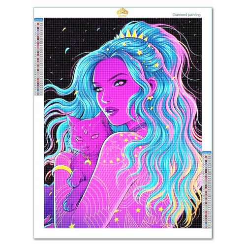 Mosaïque Strass Carrée Portrait De Personnage De Fille Cool Salon Chambre Canapé Arrière-Plan Loisir Créatif Débutant, Idée Cadeau Original Pour Noël