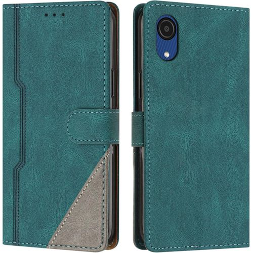 Coque Pour Samsung Galaxy A03 Core, Housse Etui Portefeuille Cuir Multifonction, Fermeture Magntique Clapet Anti-Choc [Fonction Support] Flip Case Compatible Avec Samsung A03 Core (Vert)