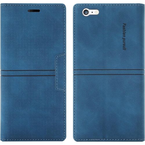 Coque Iphone 6s Plus/6 Plus, Etui Iphone 6s Plus/6 Plus (5,5 Pouces) [Magntique] Tpu Antichoc Housse Cuir En Cuir Pu [Fentes Pour Cartes] [Etui Rabat] [Pochette De Portefeuille] (Bleu)