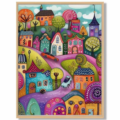Kit Diy Tableau Diamant 5d Broderie Diamant Ville Paysage Animal Chat Plein Diamant Dessin Animé Point De Croix Ensemble Art - Décoration Murale Moderne, Cadeau Créatif Anti-Stress Pour Adultes