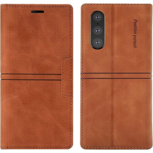 Coque Sony Xperia 10 Ii, Etui Portefeuille Sony Xperia 10 Ii [Magntique] Tpu Antichoc Housse Cuir Premium En Cuir Pu [Fentes Pour Cartes] [Etui Rabat] [Pochette De Portefeuille] (Brun)